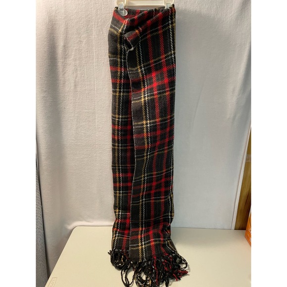 Coco + Carmen Large wrap 2 sided red green plaid / animal print reversible - Picture 2 of 5